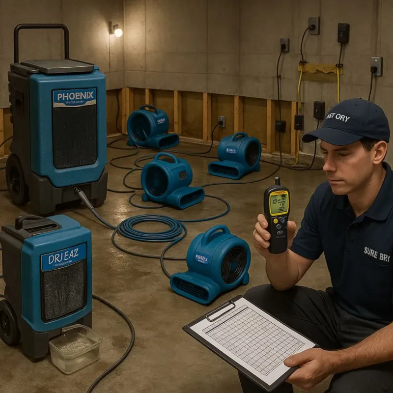 Structural Drying and Dehumidification process in New Boston, OH